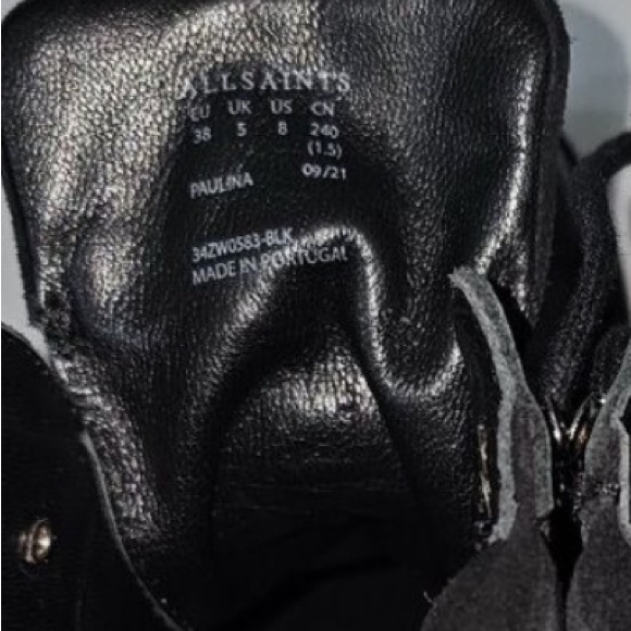 AllSaints Paulina Black Leather Lace Up Combat Moto biker Boots - Picture 7 of 8